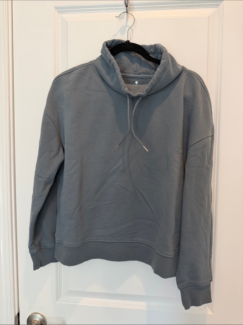 Cozy Slate Blue Funnel Neck Sweatshirt